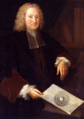 Halley (aged 80 as Astronomer Royal) with his hollow Earth diagram
